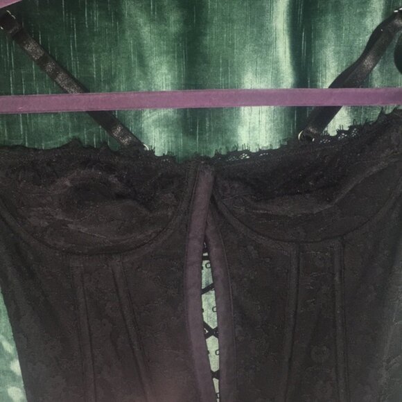 Lace up Black Lace Corset Top adjustable straps SHEIN Medium Gothcore Fairycore - Picture 8 of 9